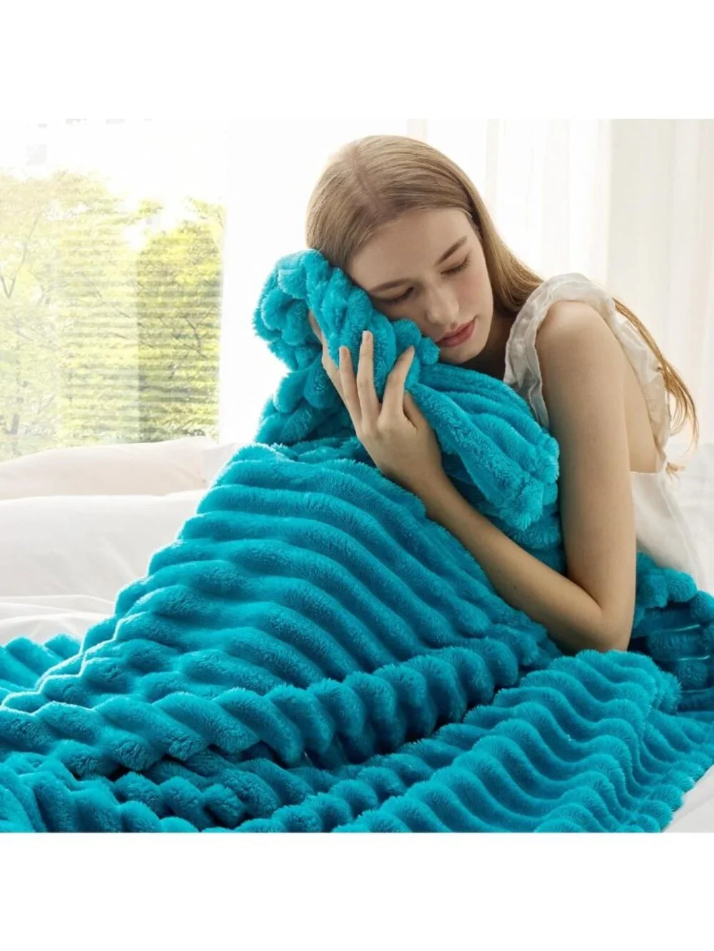 Cozy Teal Fleece Blanket for Couch | Soft Throw Blanket for Women & Girls, 50x60